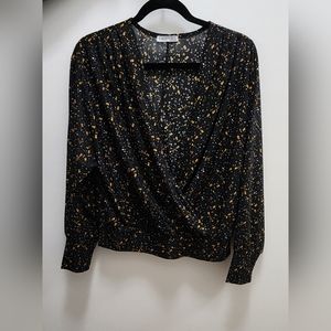 Dex blouse, black with gold and white flecks, size M